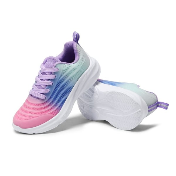 [Sparkle Glitter] Kids Lace-up Running Sneakers - PINK BLUE LIGHT GREEN - 4